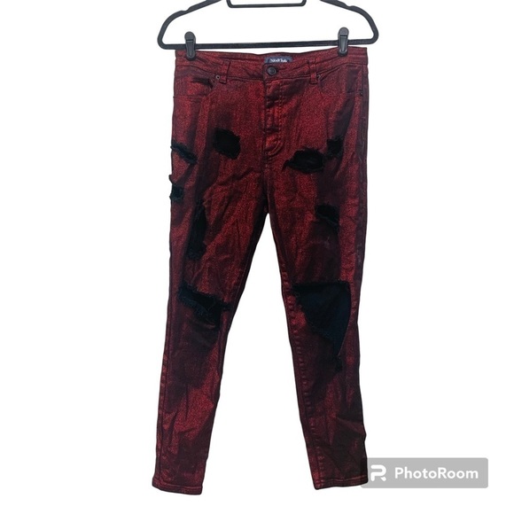 ModCloth Distressed Red Metallic Pants - Picture 1 of 12